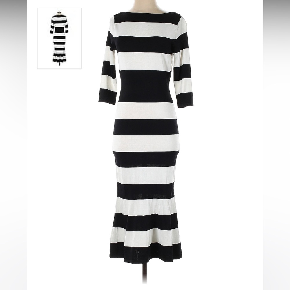 Eva Mendes black and white boatneck dress.  Good condition! Size M